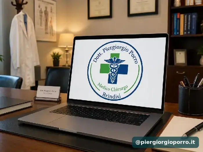 Computer nello studio medico con il logo del Dott. Piergiorgio Porro